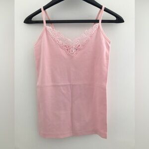 100% Cotton Women's Floral Lace-Trim Camisole. Size S/M